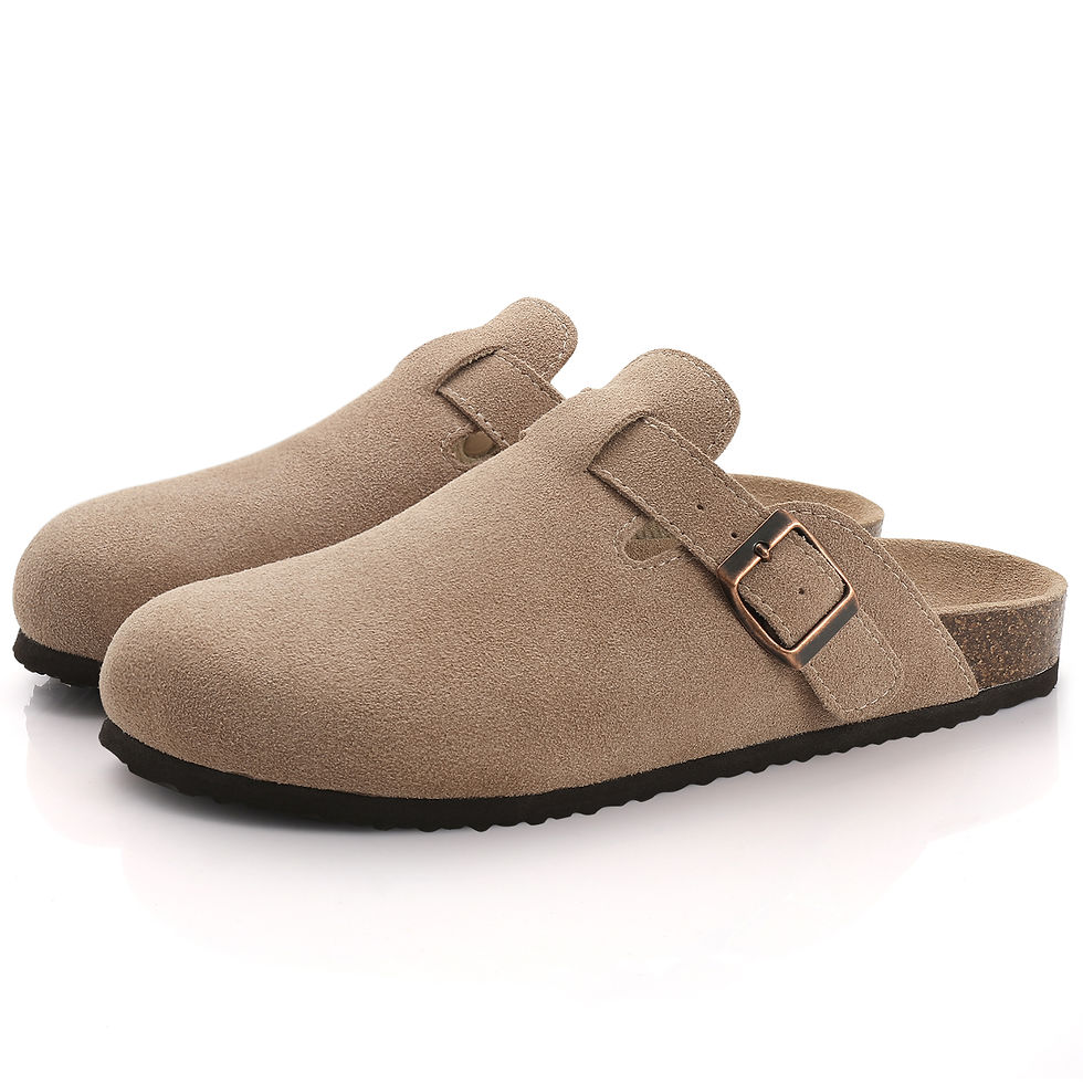Thumbnail: Comwarm Fashion Women's Suede Mules Slippers Men Clogs Cork Insole Sandals With