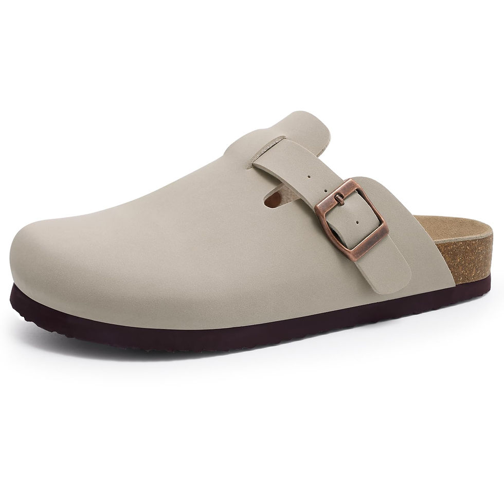Thumbnail: Comwarm Fashion Women's Suede Mules Slippers Men Clogs Cork Insole Sandals With