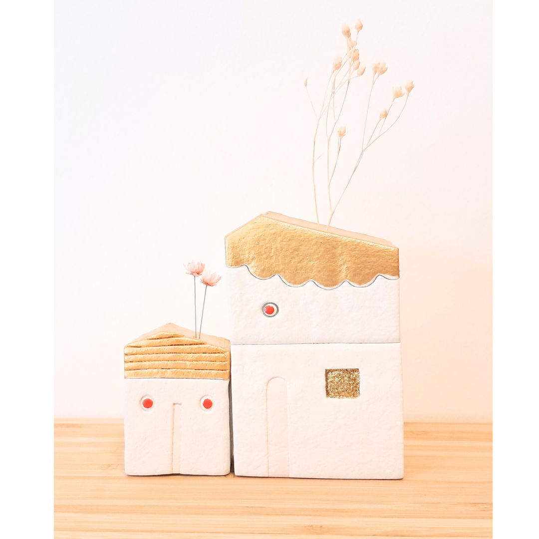 Lots de 2 petites maisons pique-fleur Lo Création.