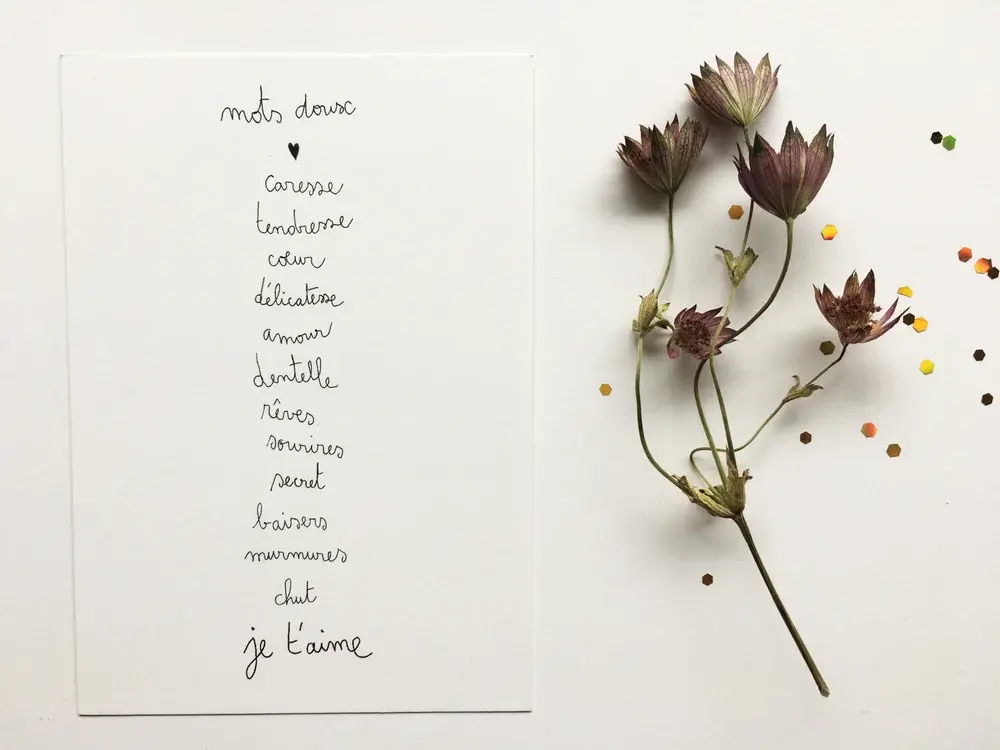 Carte double avec enveloppe "mots doux" de Papillonnage