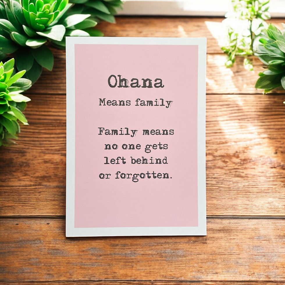 Thumbnail: Unframed Inspirational Family print, Ohana means family. Family means