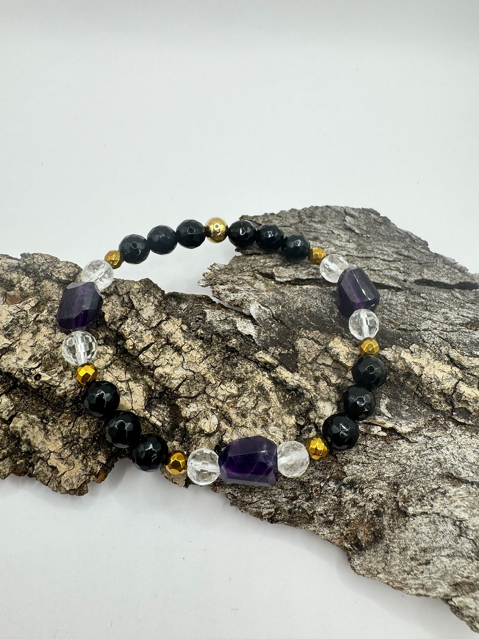 Amethyst  Turmalin Bergkristall Hämatit Armband "Seraphins"