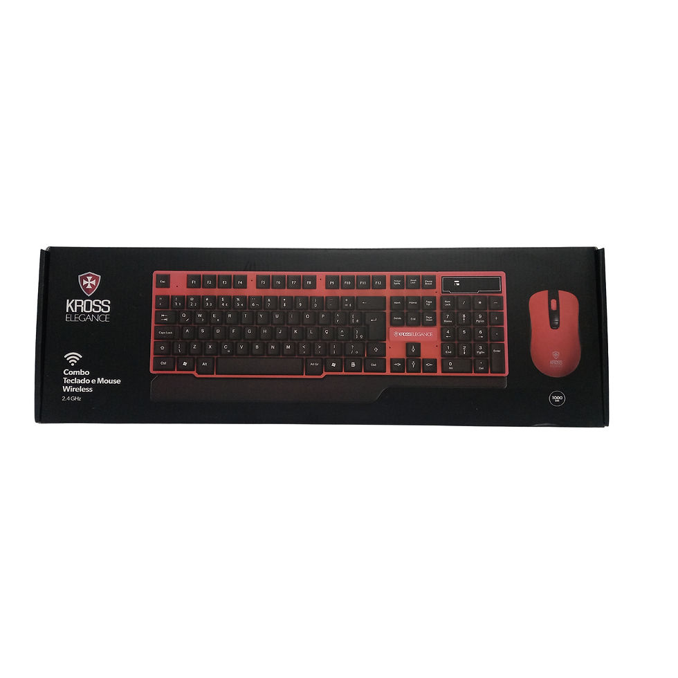 Miniatura: Kit Teclado E Mouse S/ Fio Kross Vermelho E Preto Ke-km553v1 Cor Do Teclado Ver