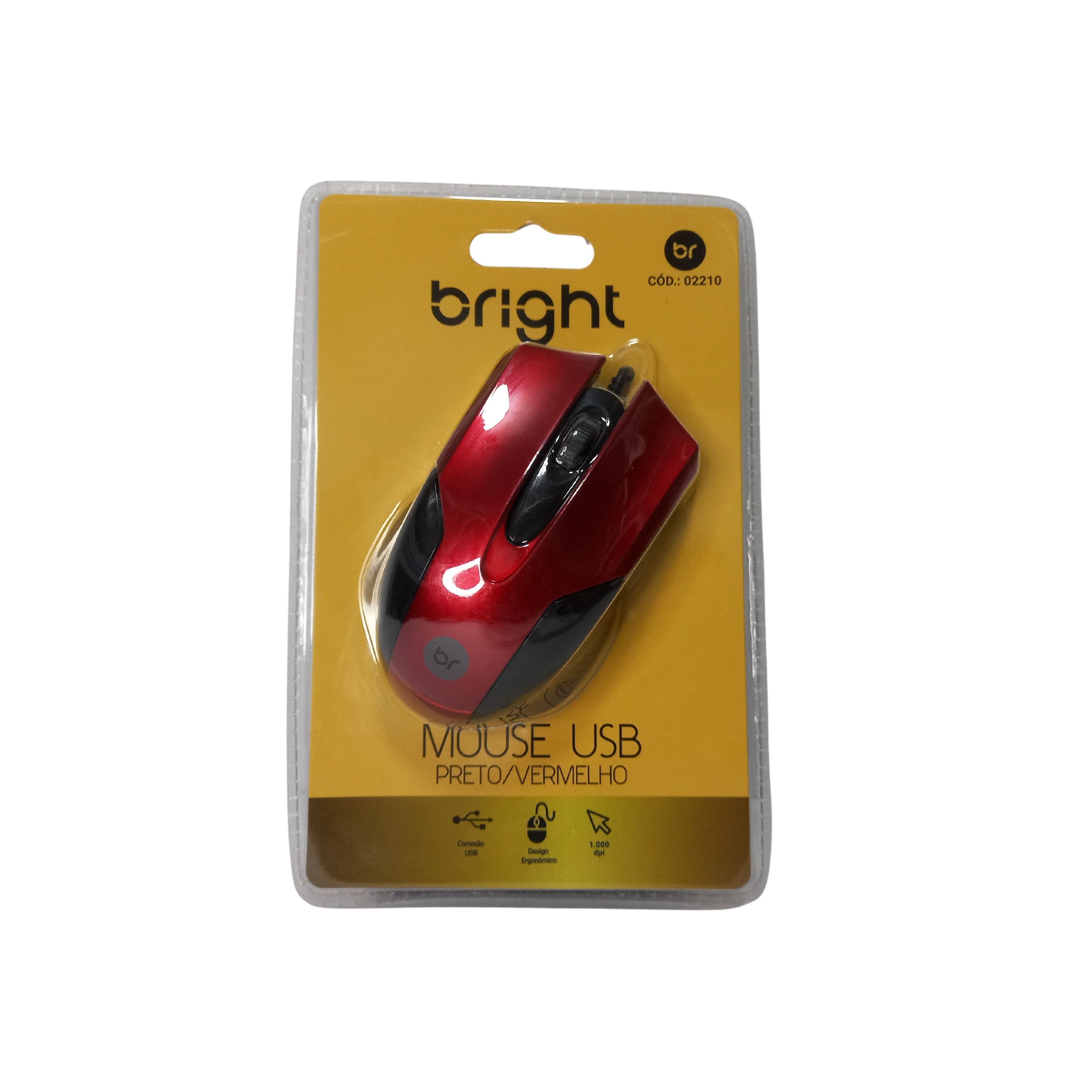 Mouse Usb Vermelho Com Design Ergonômico 2210 Bright