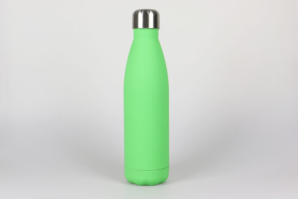 Miniaturbild: Grüne Isolierflasche, matt, silberner Schraubverschluss.