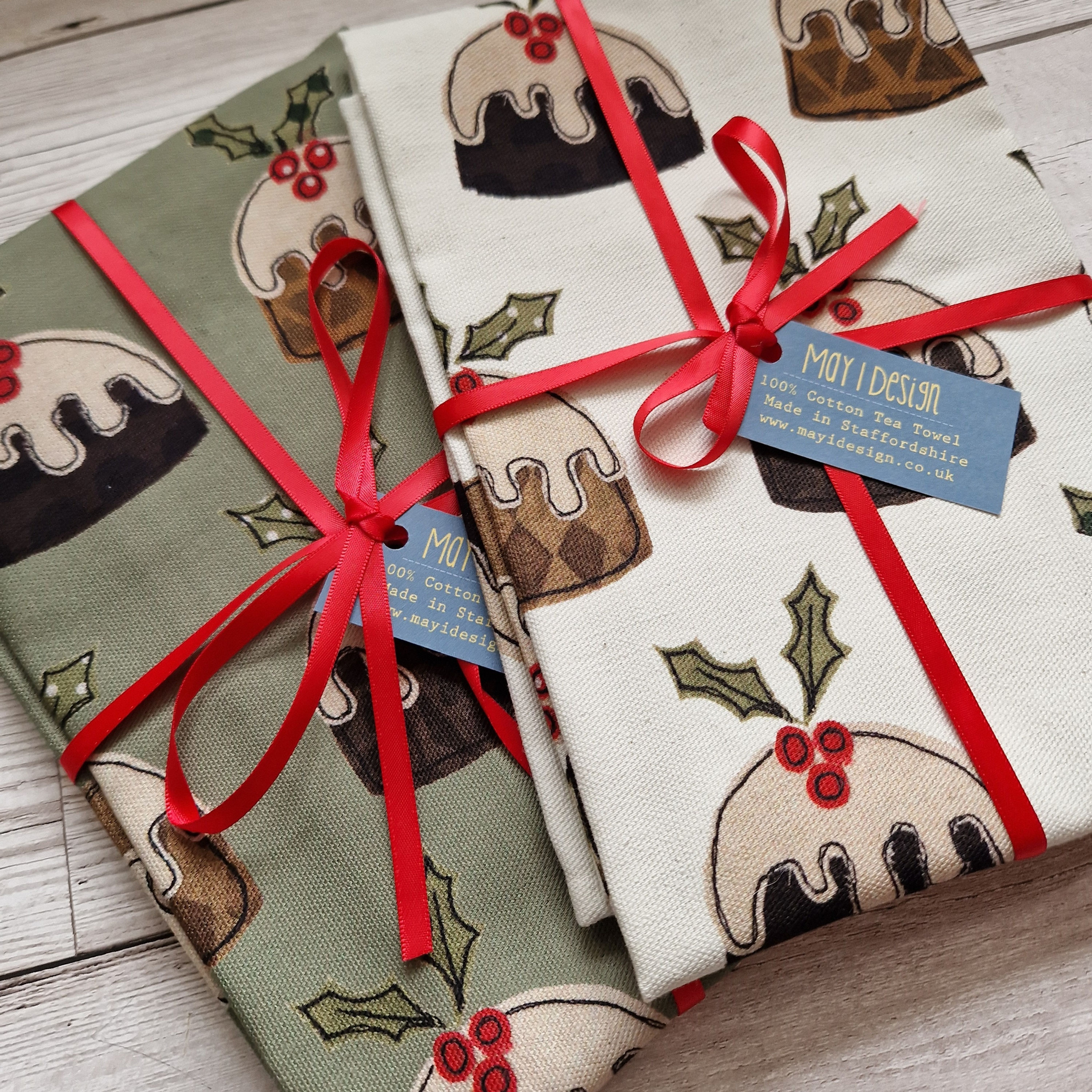 Pack of 2 Christmas Pudding Tea Towels