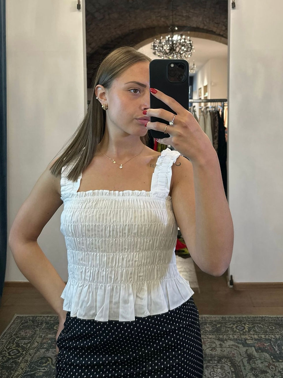 Miniatura: Top bianco goffrato con bretella  