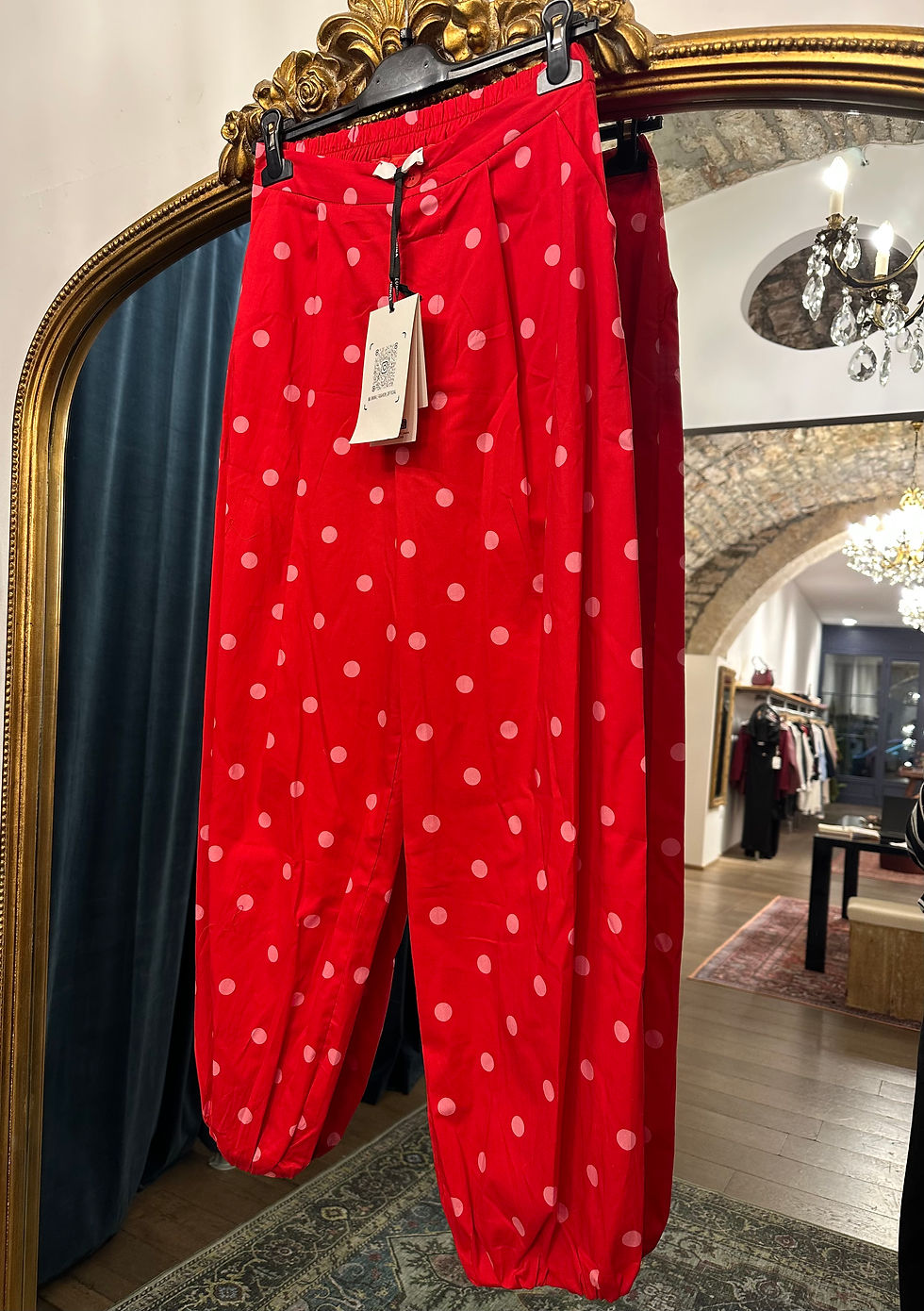 Miniatura: Pantalone balloon rosso pois rosa 