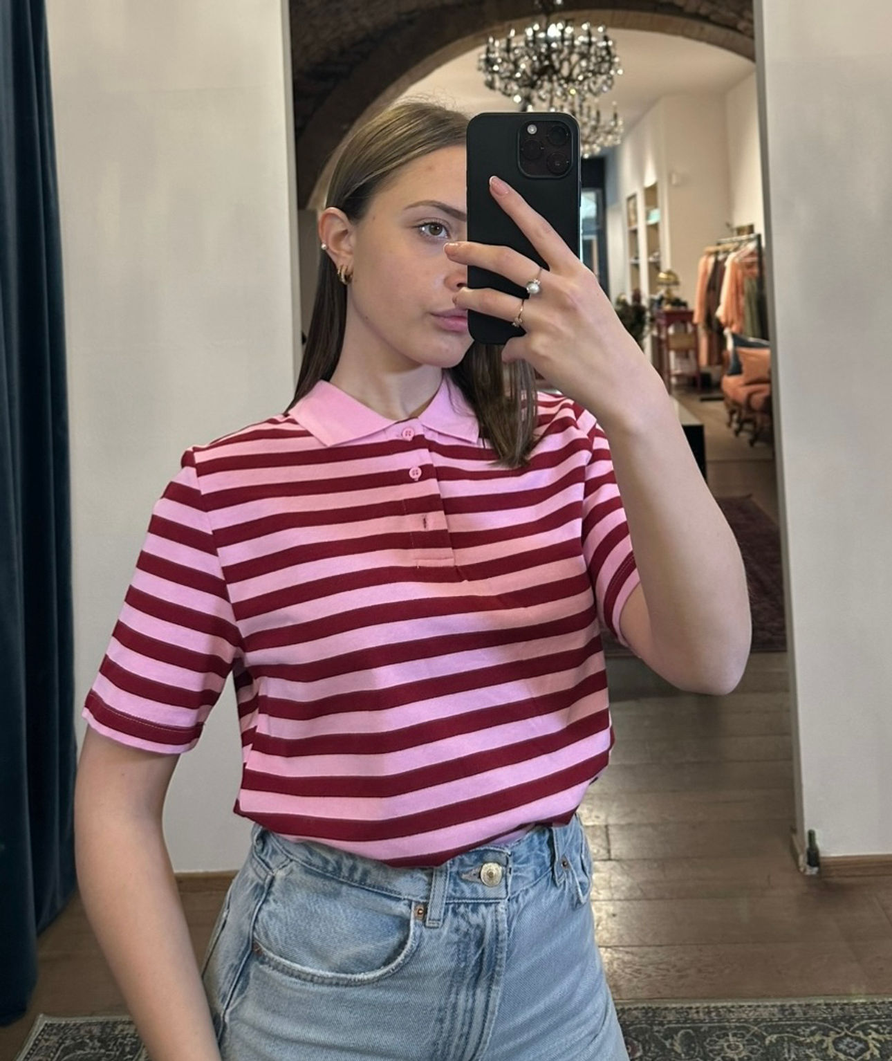 Polo cotone rosa/bordeaux 