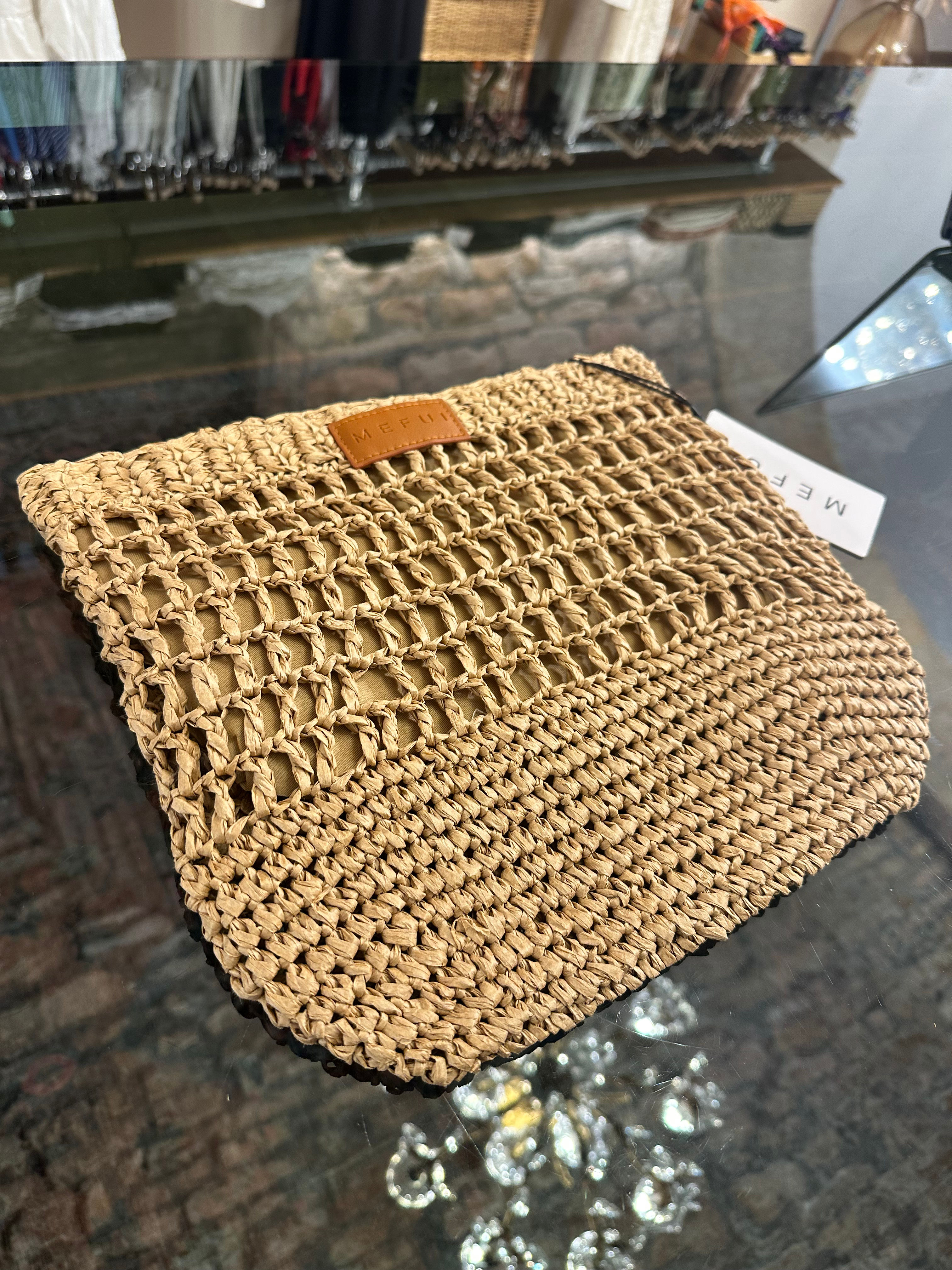 Maxi pochette rafia color naturale 