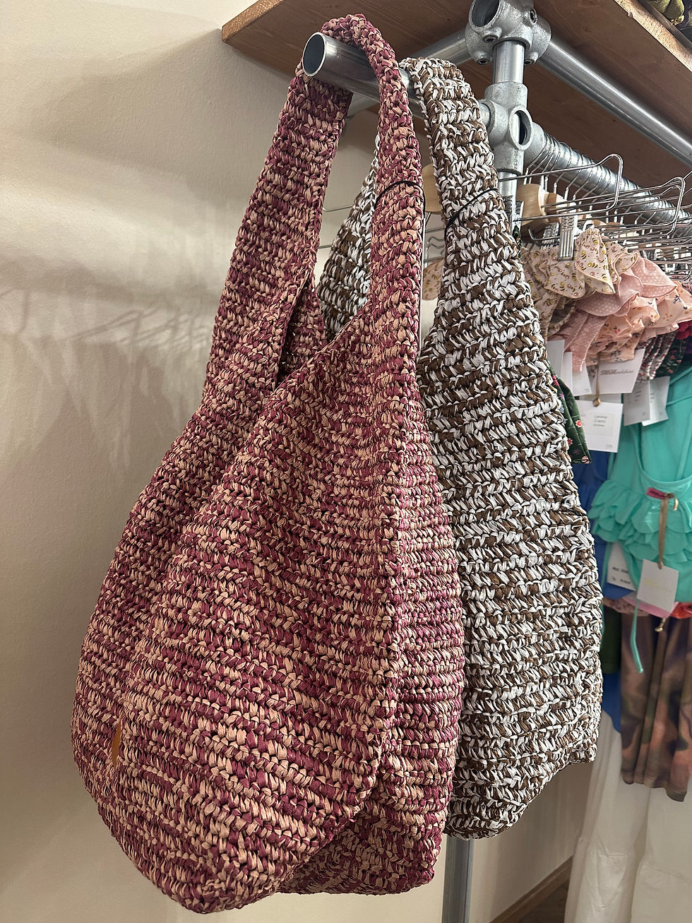 Miniatura: Maxi bag intrecciata malva e cipria 