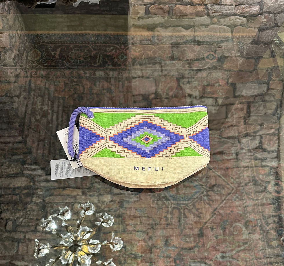 Miniatura: Pochette fantasia viola/verde geometrica dettaglio corda viola 