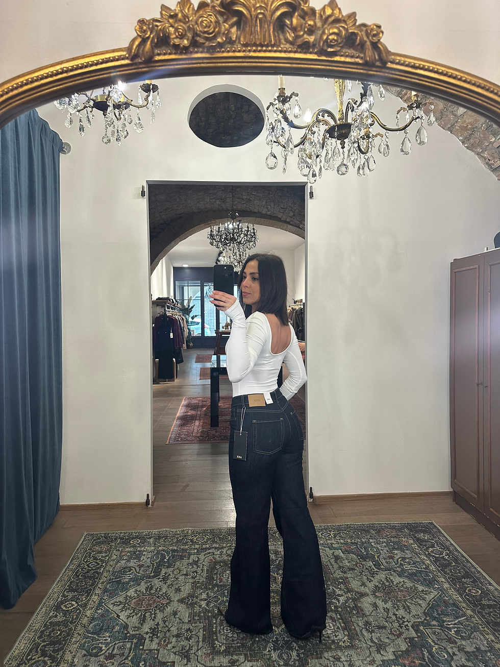 Miniatura: Jeans blu navy flared (a trombetta) 