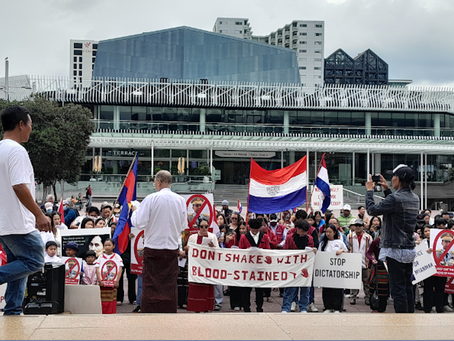 'Don't shake with blood-stained hands': Protests over Myanmar military visit to New Zealand