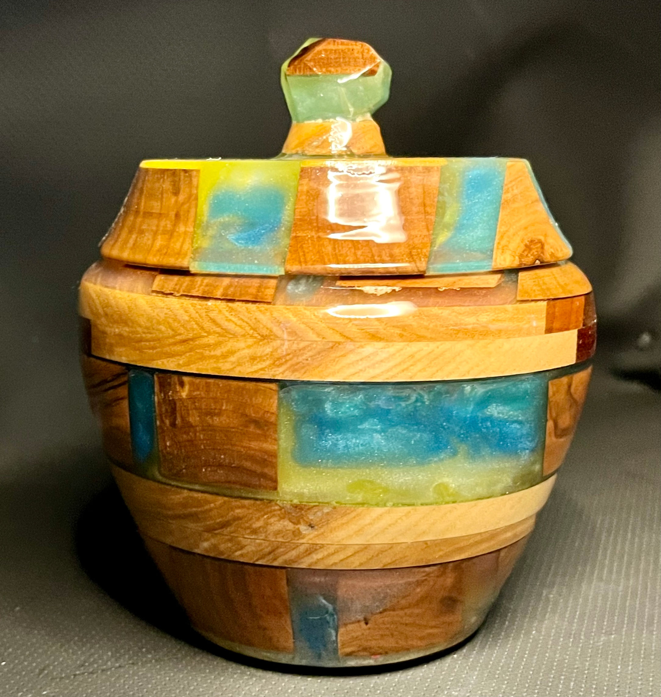 Jar, Medium, Aqua Ribbons