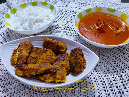 Fish Curry And Fried Fish