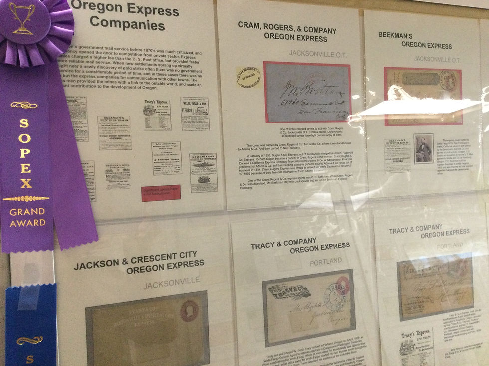 Larry Maddux's Grand Prize winning exhibit on Oregon Express Companies