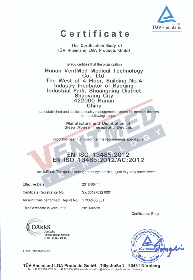 Certificate CPAP Ventmed DS-6