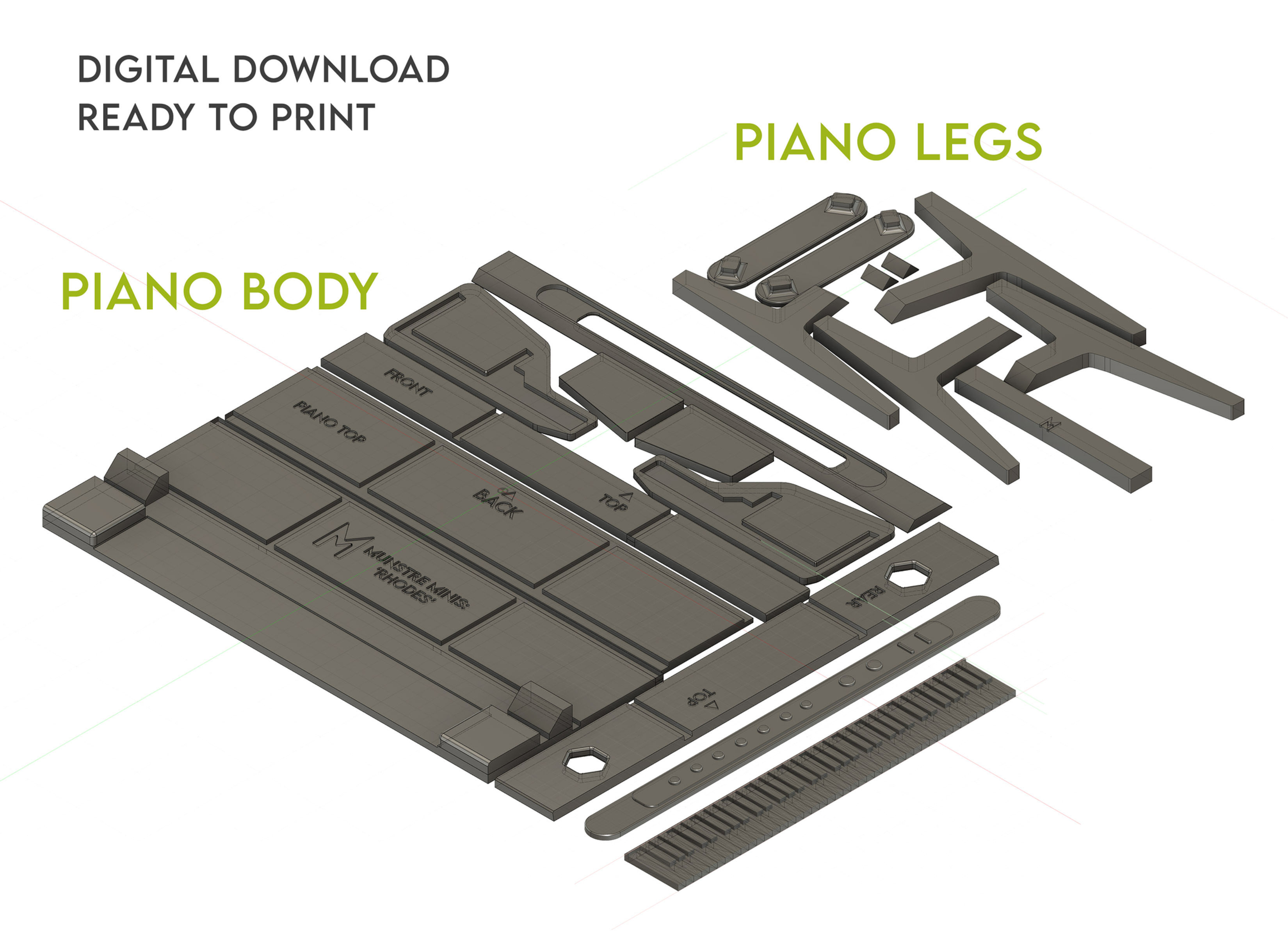 Mini Rhodes piano (digital STLfiles)