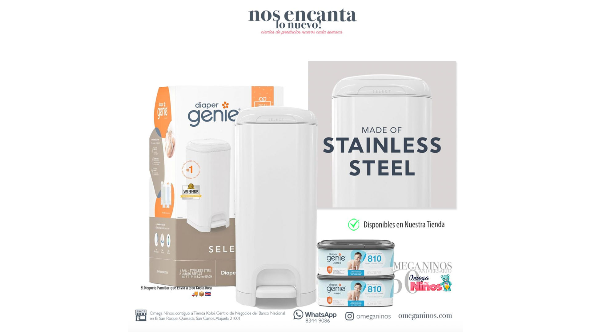 Basurero con 2 Refills - Genie, Blanco