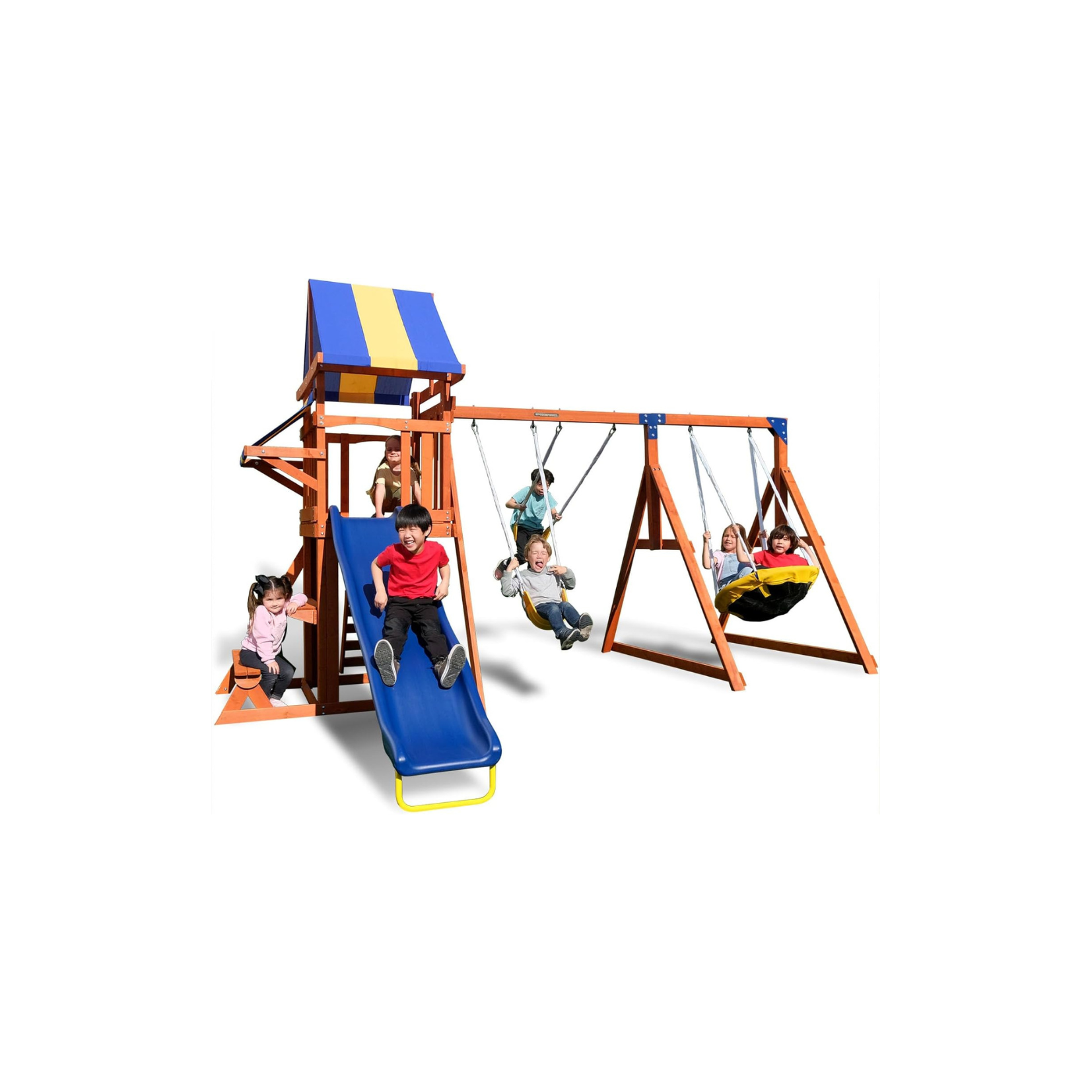 Sportspower Willow Creek Outdoor Kids Wooden Swing Set