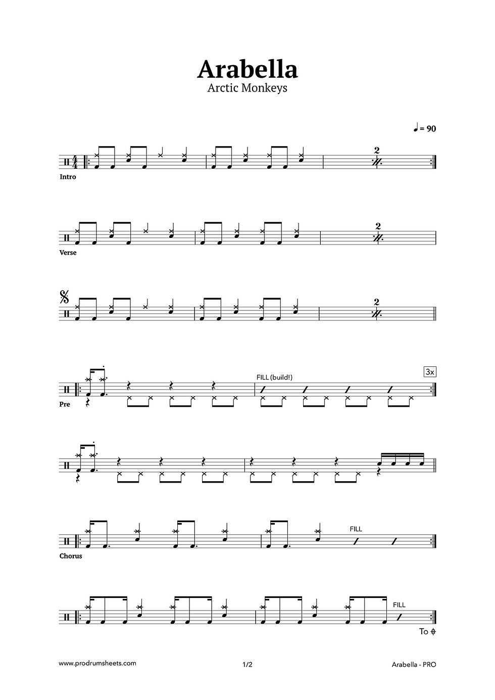 Arabella – Arctic Monkeys | Drum Sheet Music