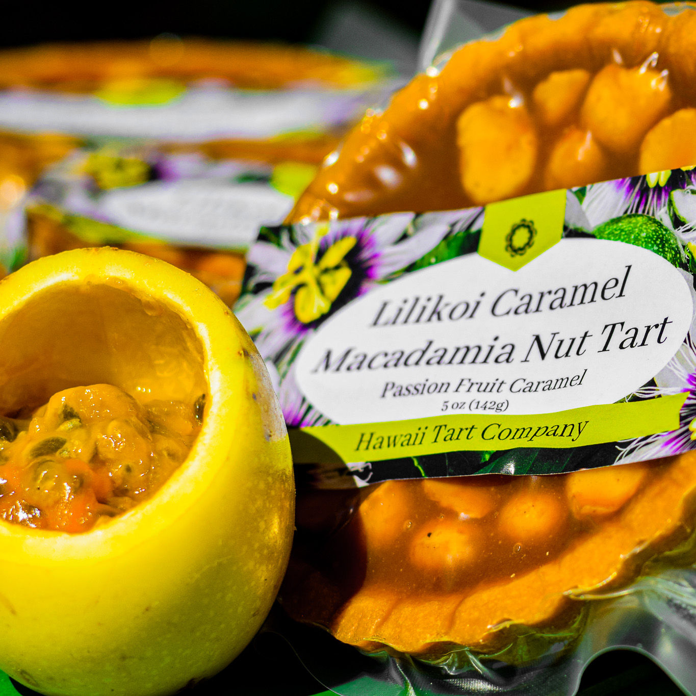 Lilikoi Caramel Macadamia Nut Tart