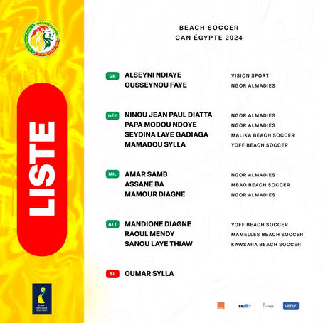 Beach Soccer-CAN: La liste des douzes lions retenus par Ngalla Sylla