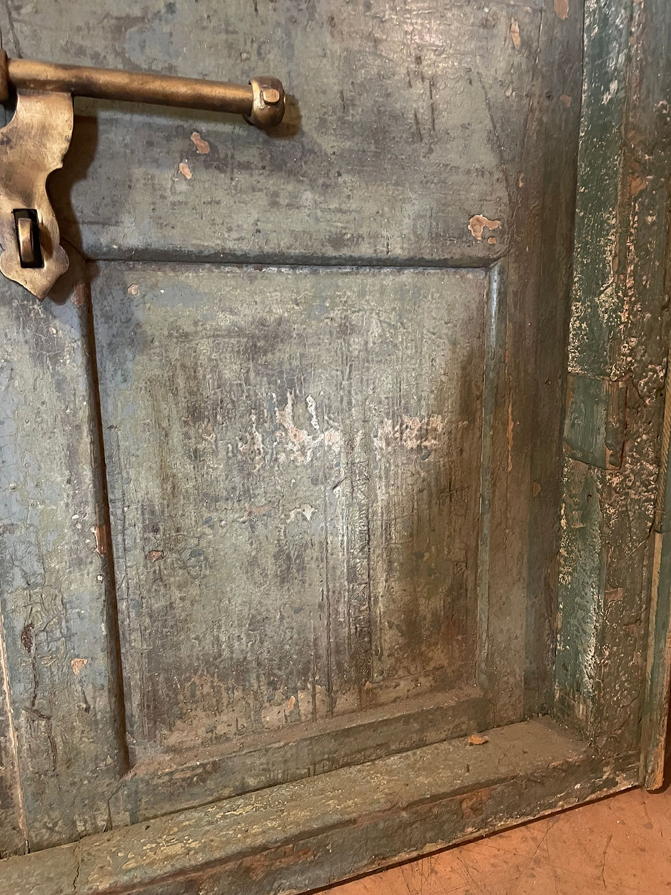 Miniature : Porte vitrée en teck laqué bleu - ref466