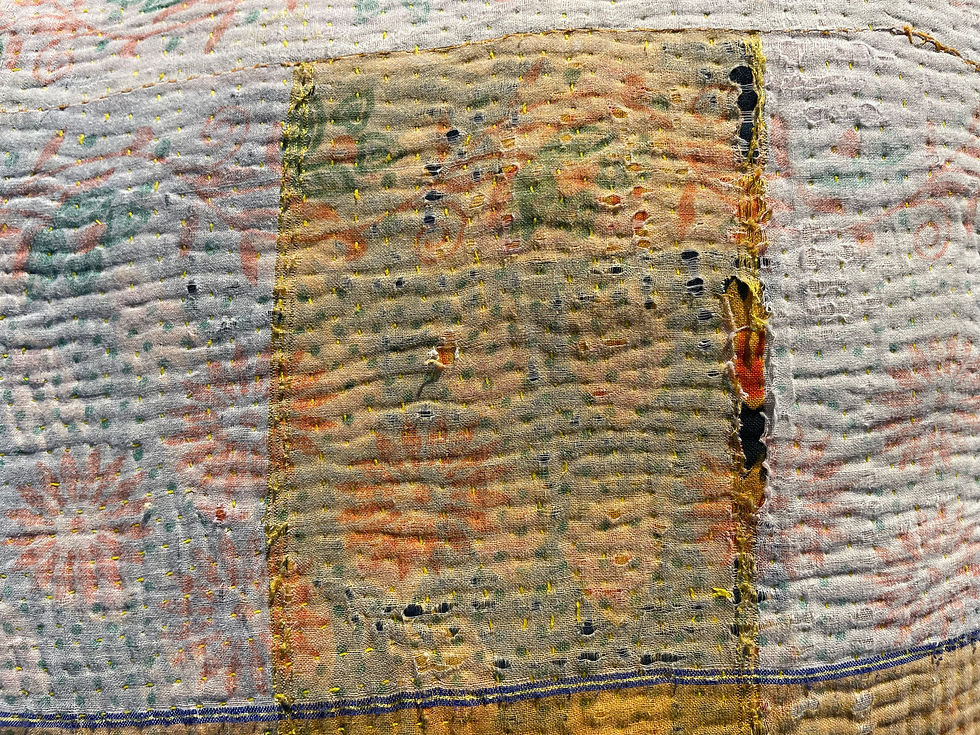 Thumbnail: Coussin en kantha vintage - 60x60 cm