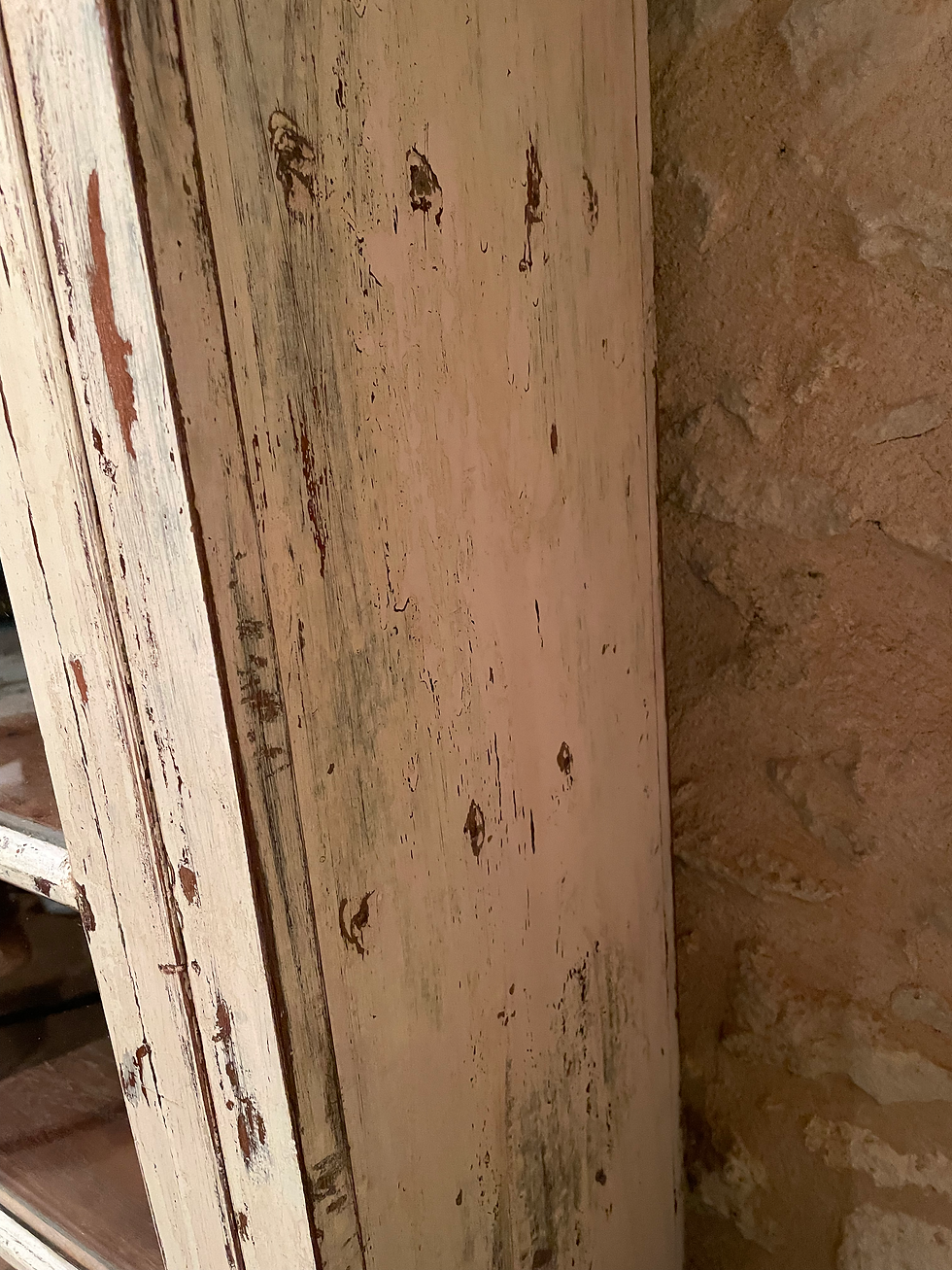 Thumbnail: Vitrine en teck laqué beige, vintage  - ref 1216