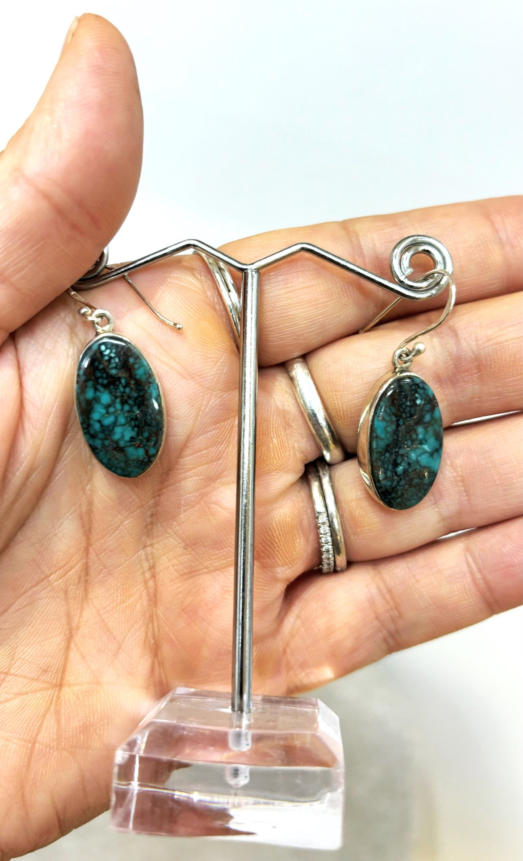 Tibetan Turquoise Earrings Sterling silver
