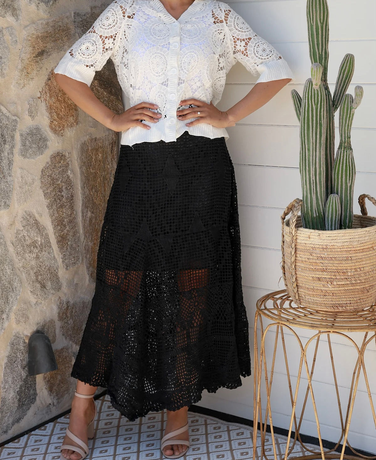 Black Boho Lace Skirt