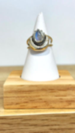 Sterling Silver Teardrop Moon Rings - Moonstone 