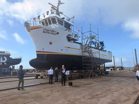 Cerimónia de bota-abaixo e batismo da embarcação "Beatriz Paulo