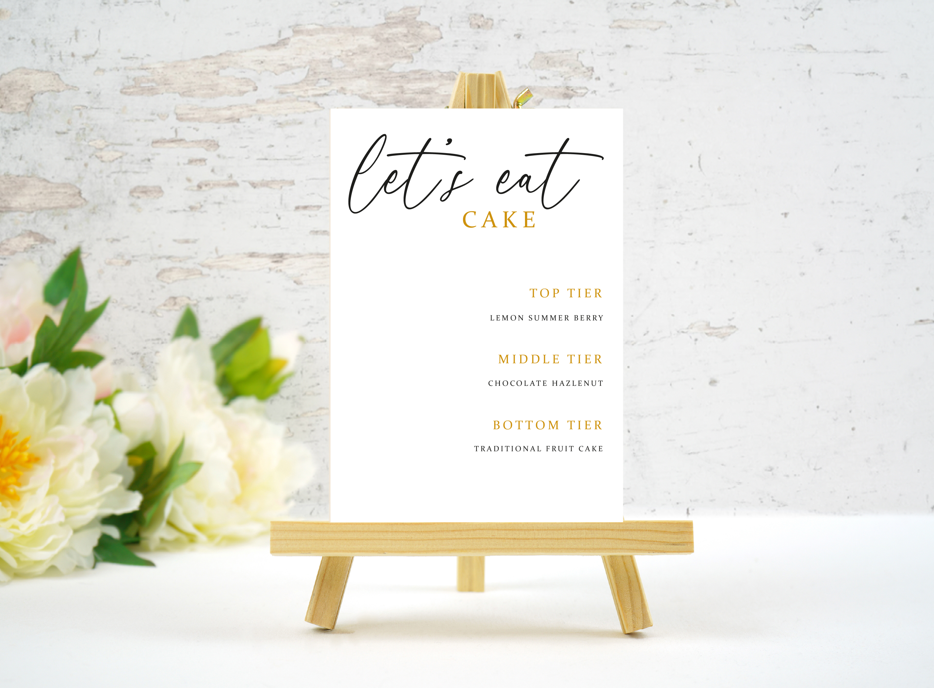 Wedding Menus, Wedding Cake Menu - Marigold