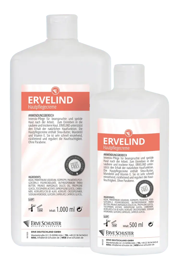 Ervelind Hautpflegecreme große und kleine Flasche