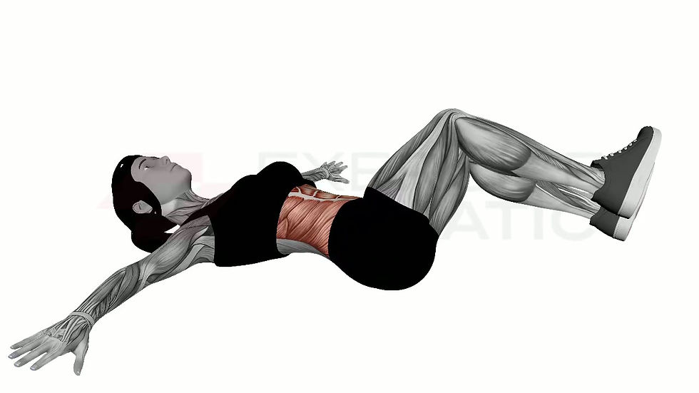 3D animation of a female performing Wind Wipers with muscle highlights