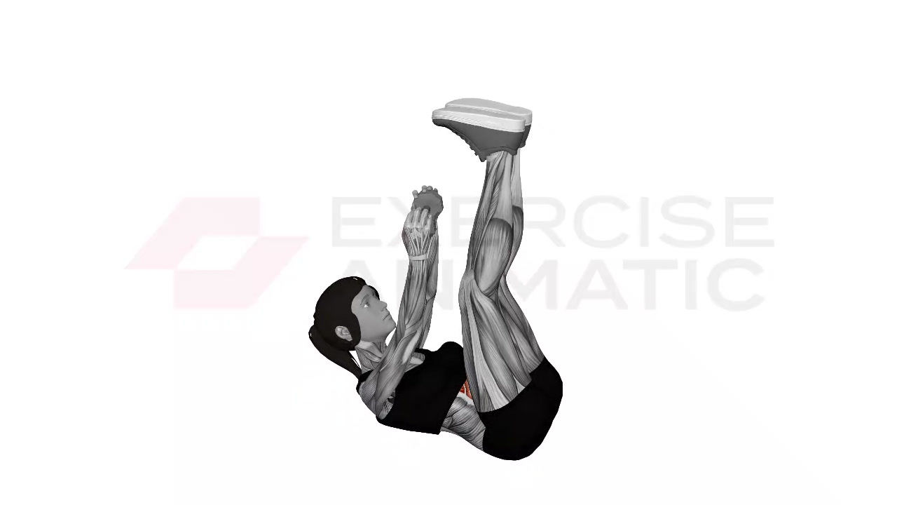 3D animation of a female performing dumbbell suitcase crunch with muscle highlights