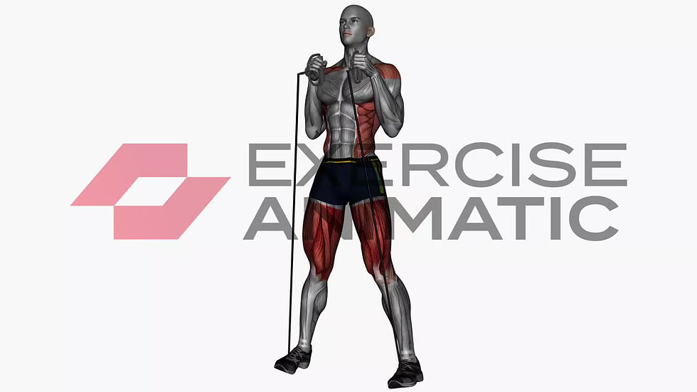 3D animation of a male performing Good Morning Resistance Band with muscle highlights