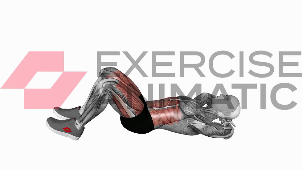 3D animation of a male performing Air twisting crunch with muscle highlights