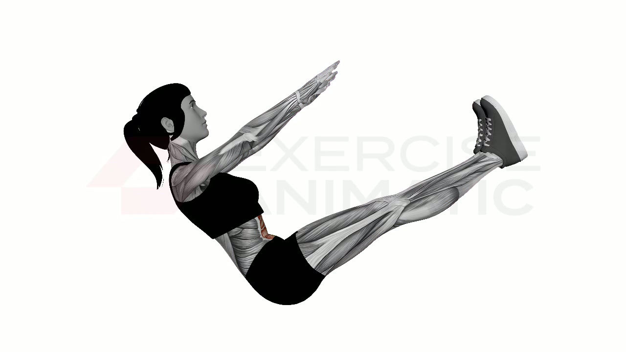 3D animation of a female performing Middle Crunches with muscle highlights
