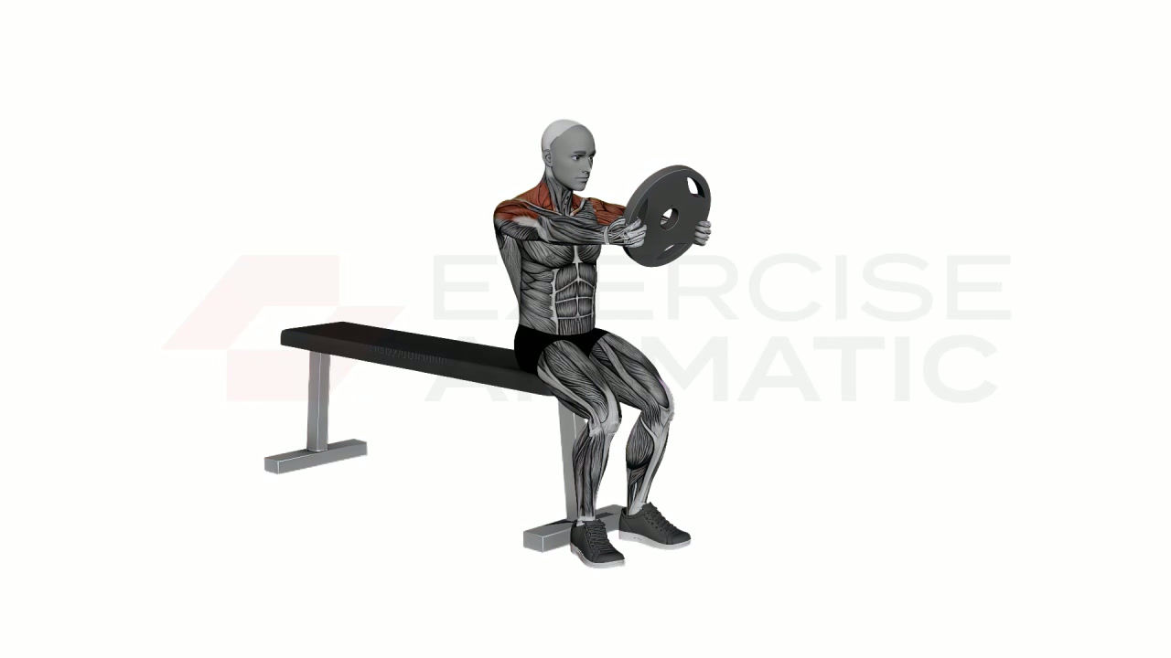3D animation of a male performing Seated Plate Bus Drivers with muscle highlights