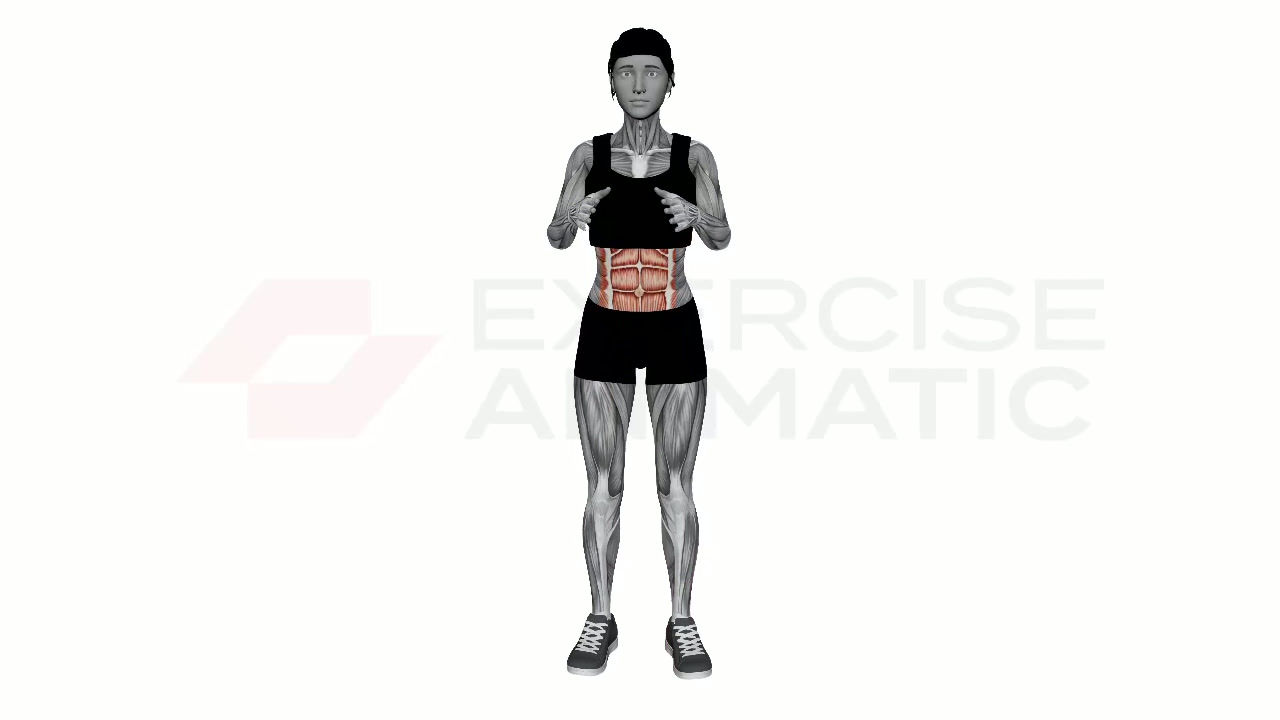 3D animation of a female performing High Knee Twist with muscle highlights