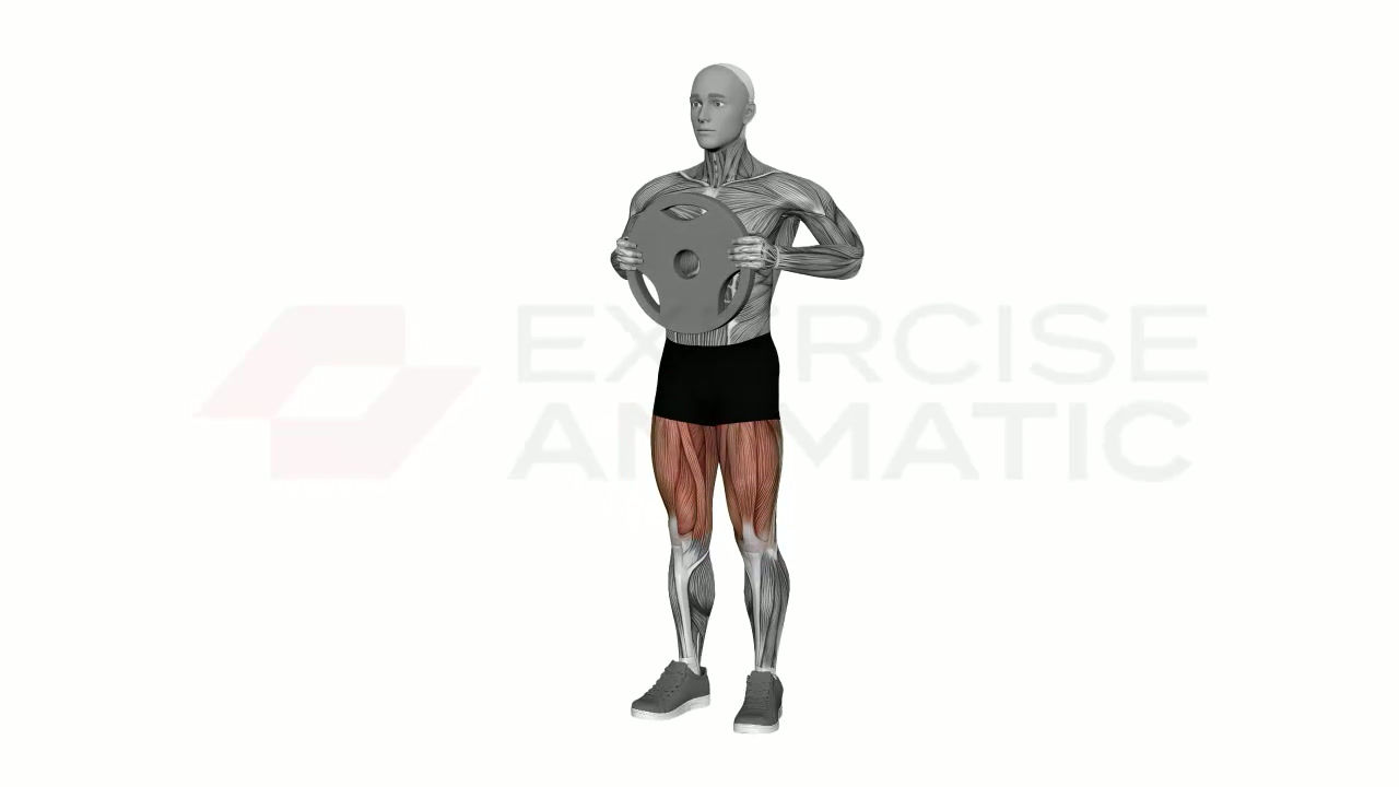 3D animation of a male performing Plate Lateral Lunge with muscle highlights
