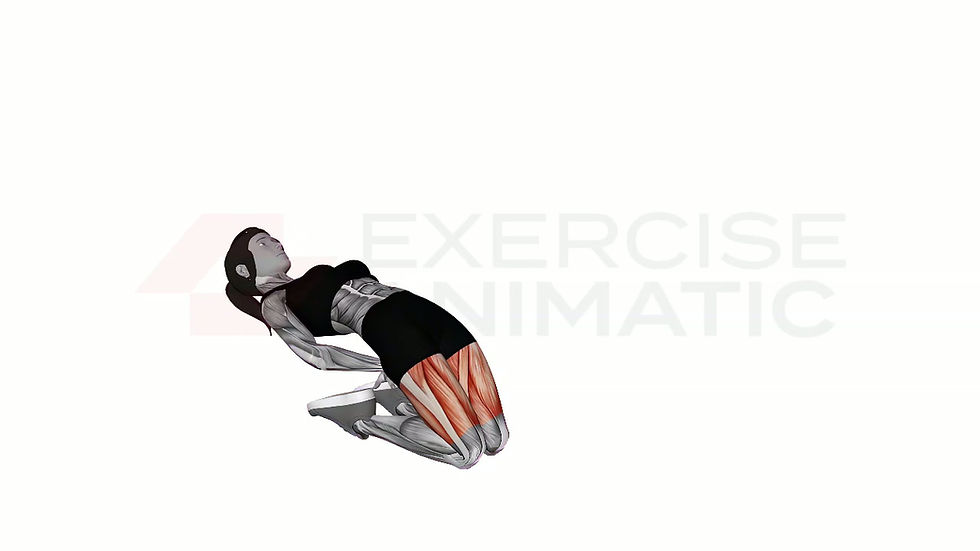 3D animation of a female performing Bodyweight Kneeling Sissy Squat with muscle highlights