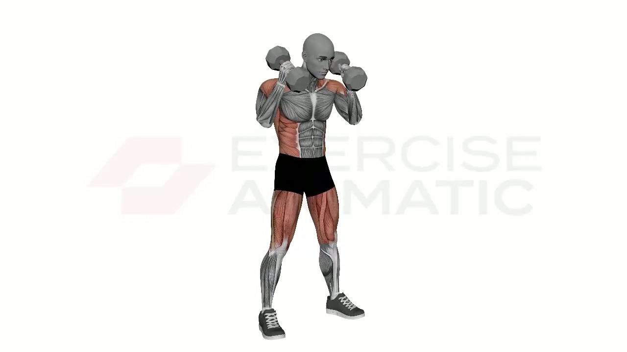 3D animation of a male performing Good Mornings Dumbbells with muscle highlights