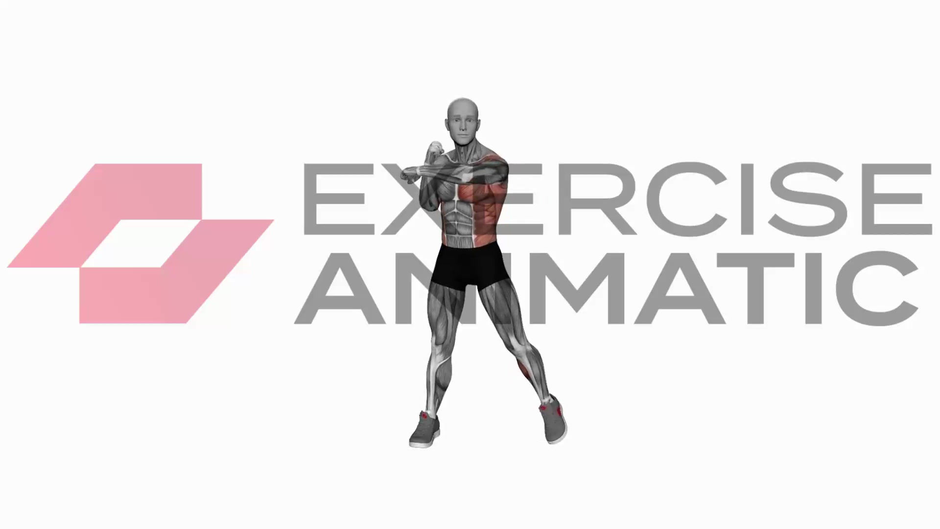 3D animation of a male performing Boxing Left Hook with muscle highlights