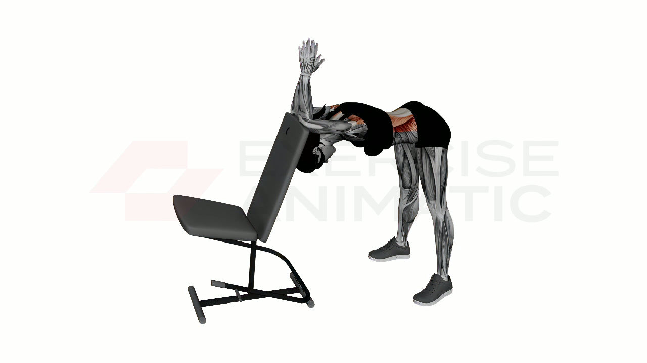 3D animation of a female performing Pyramid Prayer with muscle highlights