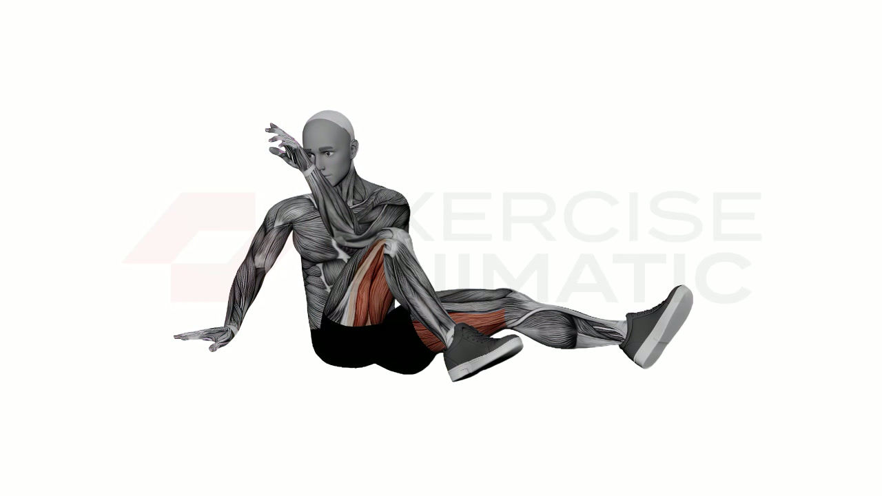 3D animation of a male performing Seated Twist with muscle highlights
